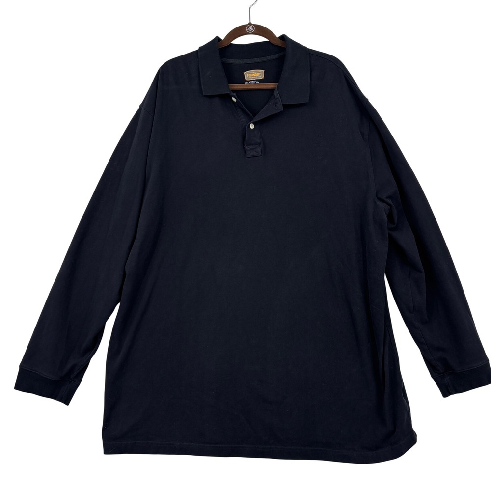 The Foundry Supply Co Polo Shirt Mens 2XLT Black Cotton Solid Long Sleeve